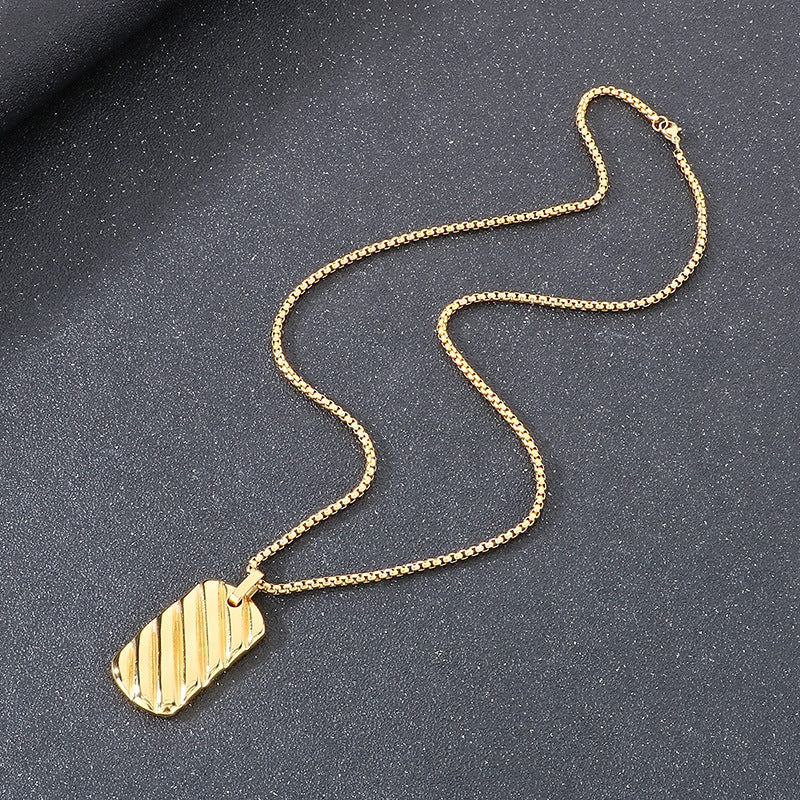 Planderful 18K Gold Plating Geometric Bar Pendant For Men