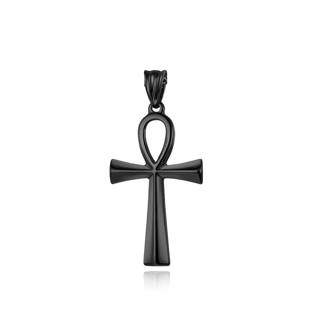 Punk Cross Egyptian Stainless Steel Men's Pendant Necklace