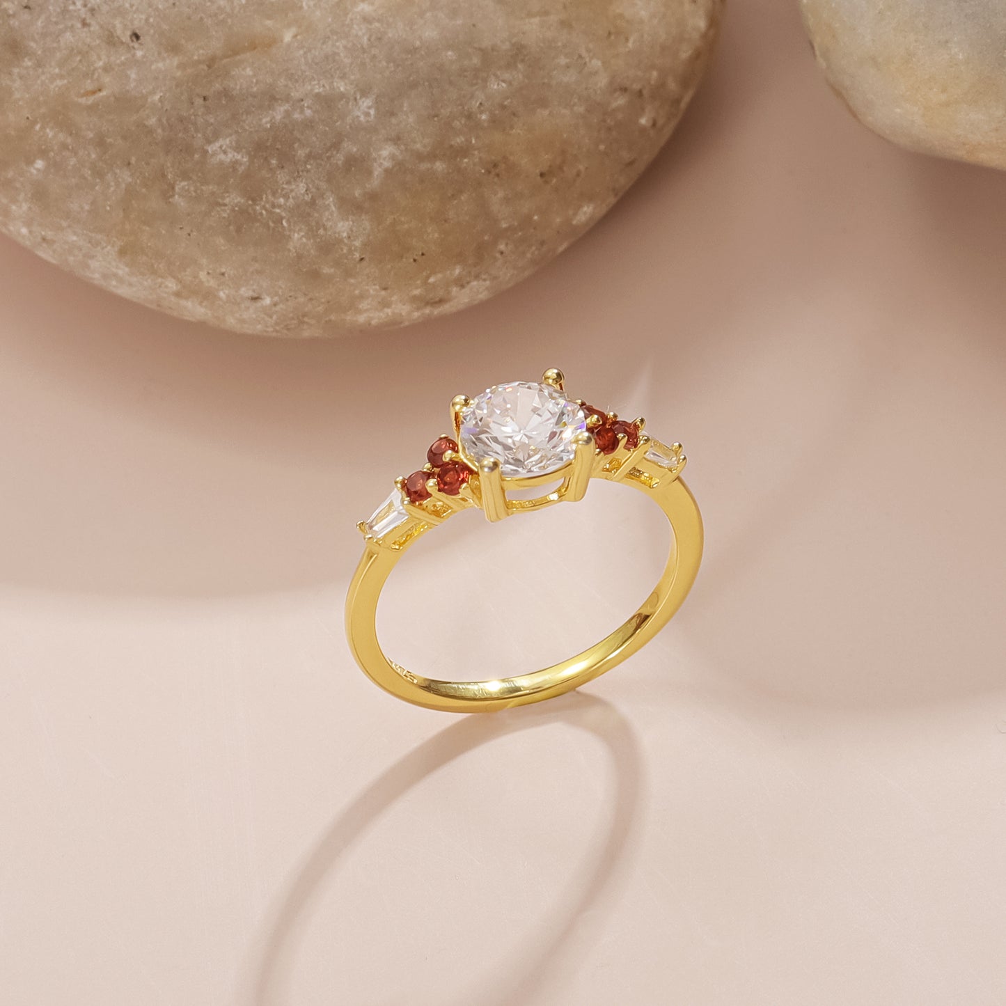 2025 New 1 Carat Round Moissanite Natural Garnet Ring S925 Sterling Silver Summer Fresh Accessories