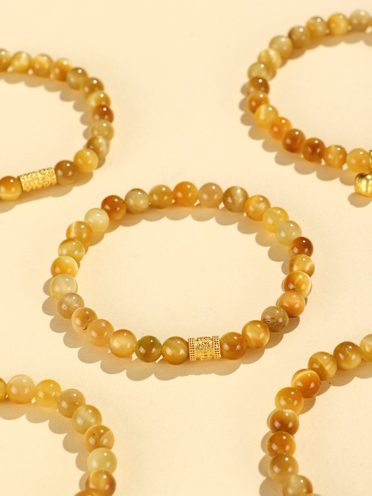 Golden Tiger Eye Bamboo & Fish Motif Bracelet