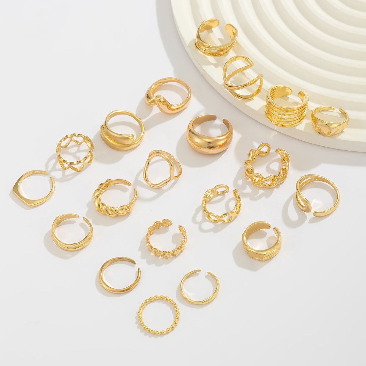 Planderful Vienna Verve Open Ring Set For Women Irregular Smooth Band With Statement Jewelry