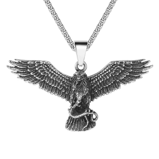 Planderful Titanium Steel Pendant Unisex Retro Eagle Snake Bold Protection Statement Jewelry For Men And Women