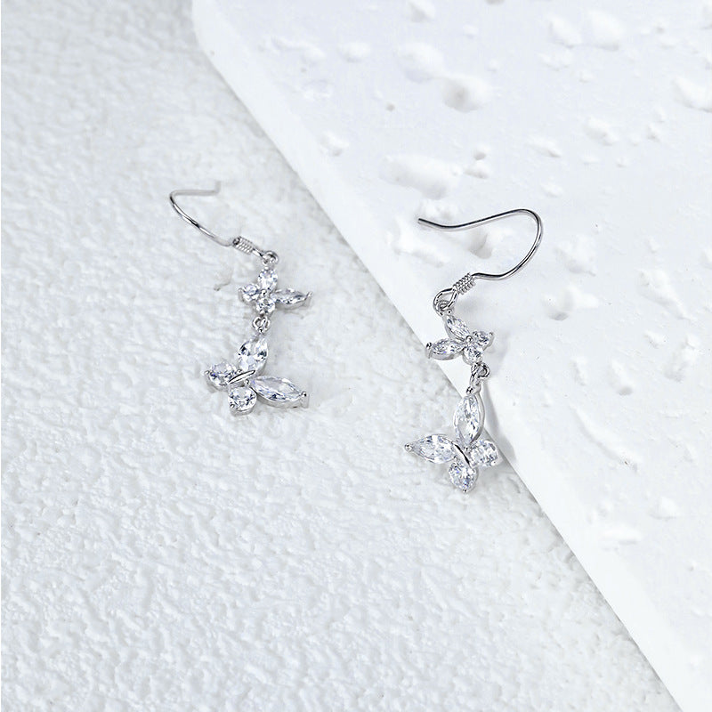 Butterfly Zirconium 925 Sterling Silver Earrings