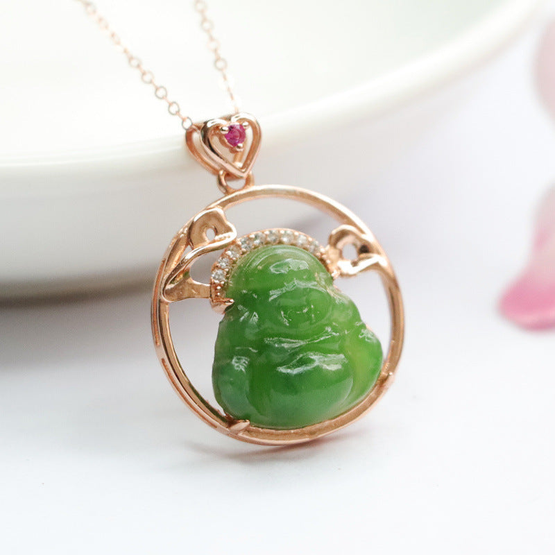 Hetian Jasper Buddha Cloud Silver Pendant — No Chain