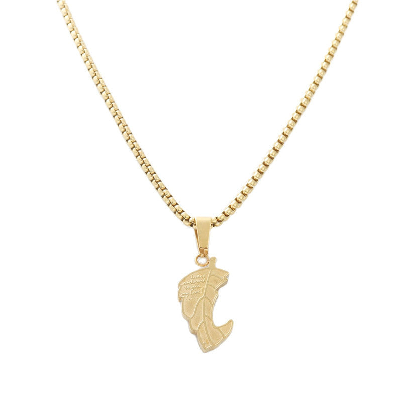 Stylish Titanium Steel Maple Leaf Pendant Necklace for Men - Retro Trendy Design