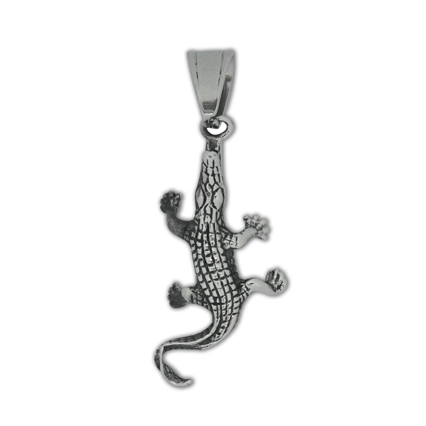 Steel Necklace Statement Punk Crocodile Pendant