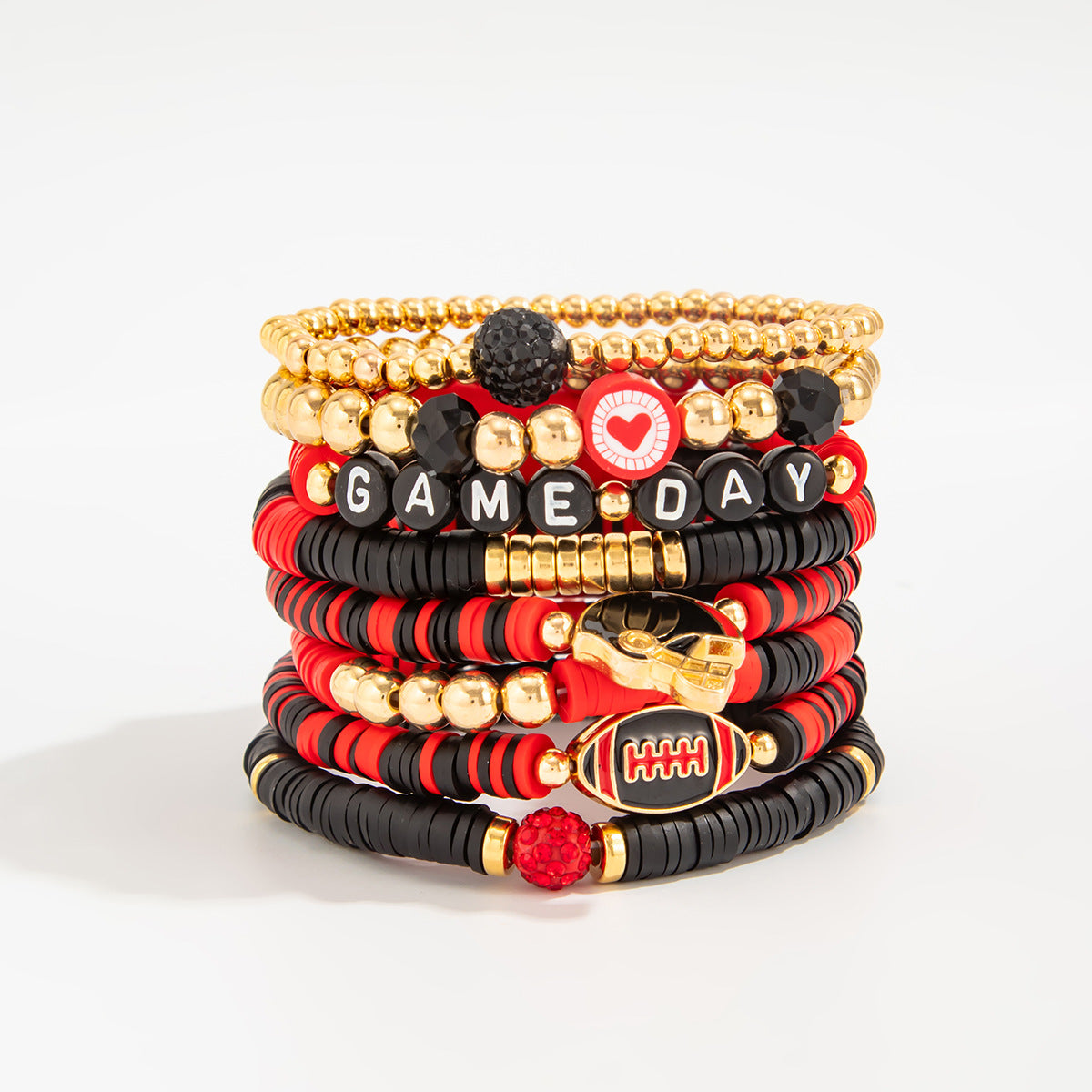 Planderful Football Bracelet Set Vienna Verve Game Day Jewelry For Women Bold Colorful Drip Statement