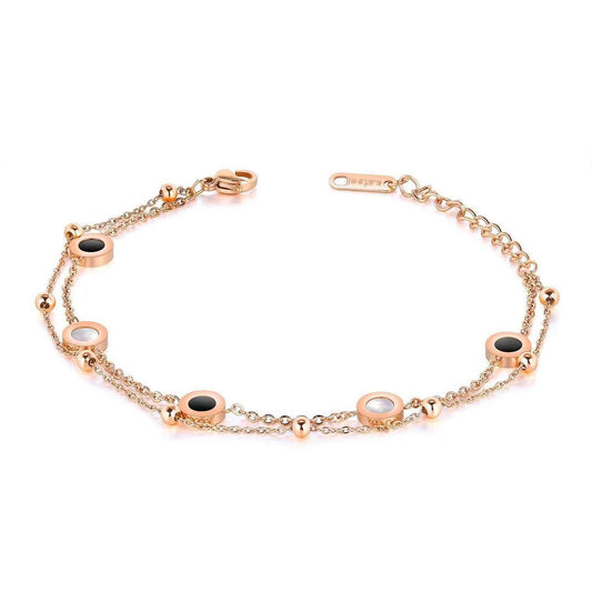 Planderful Jewelry Rose Gold Plated Titanium Steel Bracelet Double Layer Design For Everyday Luxury