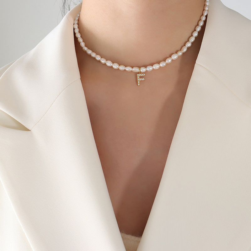 Exquisite Titan Gold-Plated Necklace with Full-Zircon Pendant