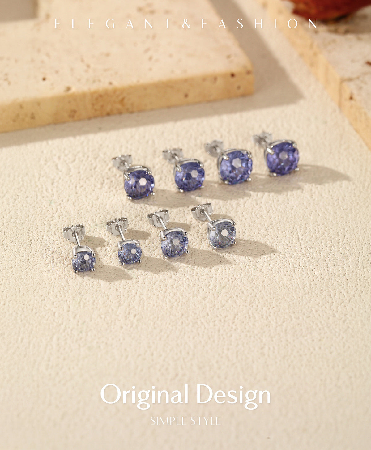925 Sterling Silver Tanzanite-Color Fireworks-Cut Earrings