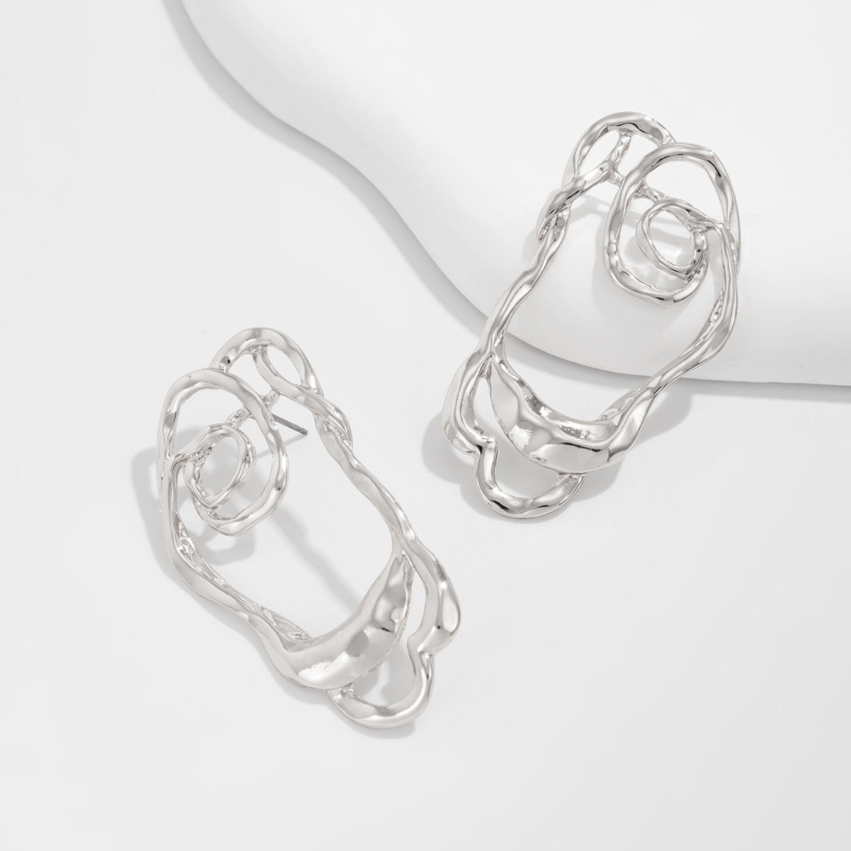 Planderful Vienna Verve C Shaped Geometric Earrings Exaggerated Irregular Statement Ear Jewelry for Women