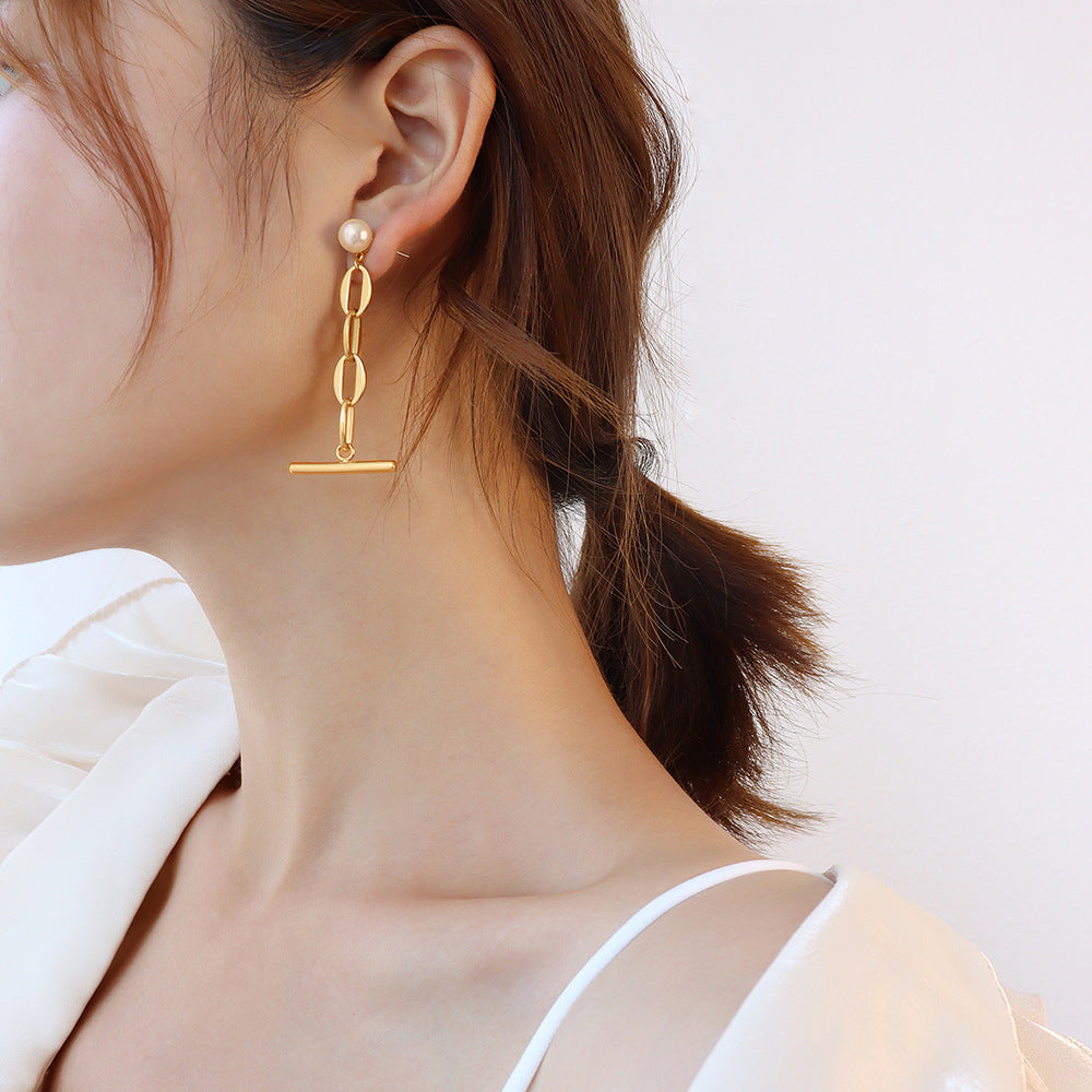 French Chic Gold Plated Asymmetric Earrings for Women By Planderful