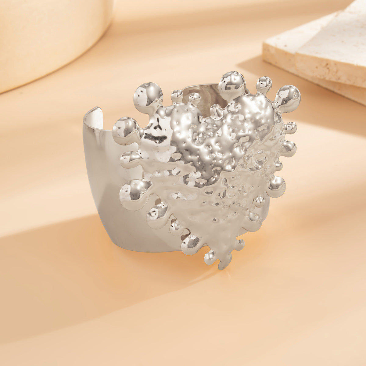 Planderful Open Heart Bracelet With Personalized Hammered Pattern Vienna Verve For Women