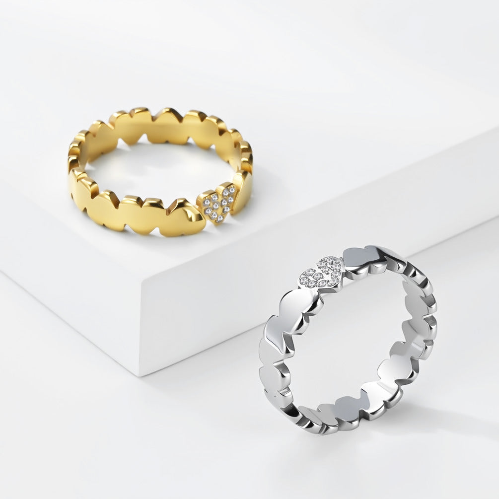 Stainless Steel Zircon Ring