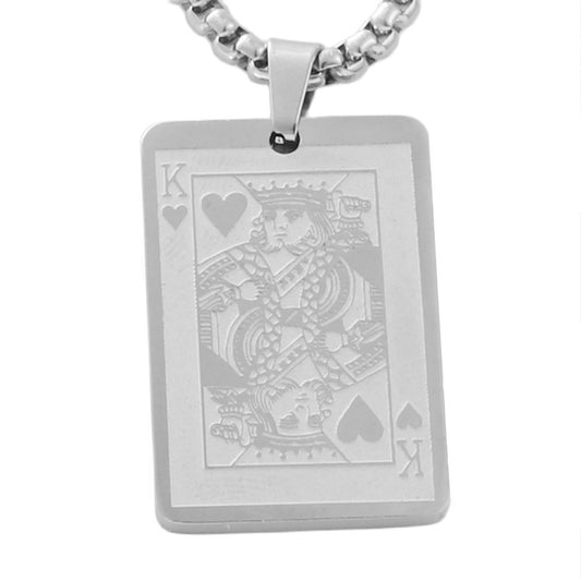 Personalized Retro Playing Card Pendant Necklace for Men in Titanium Steel