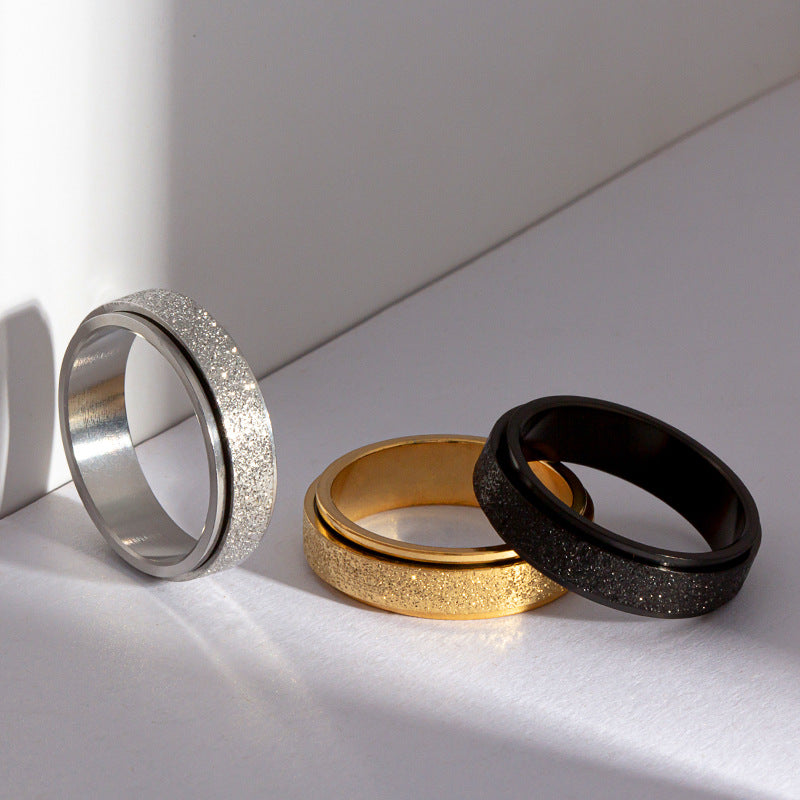Planderful 6MM Colorful Rose Gold Rotating Ring Titanium Steel Matte Decompression Jewelry For Unisex