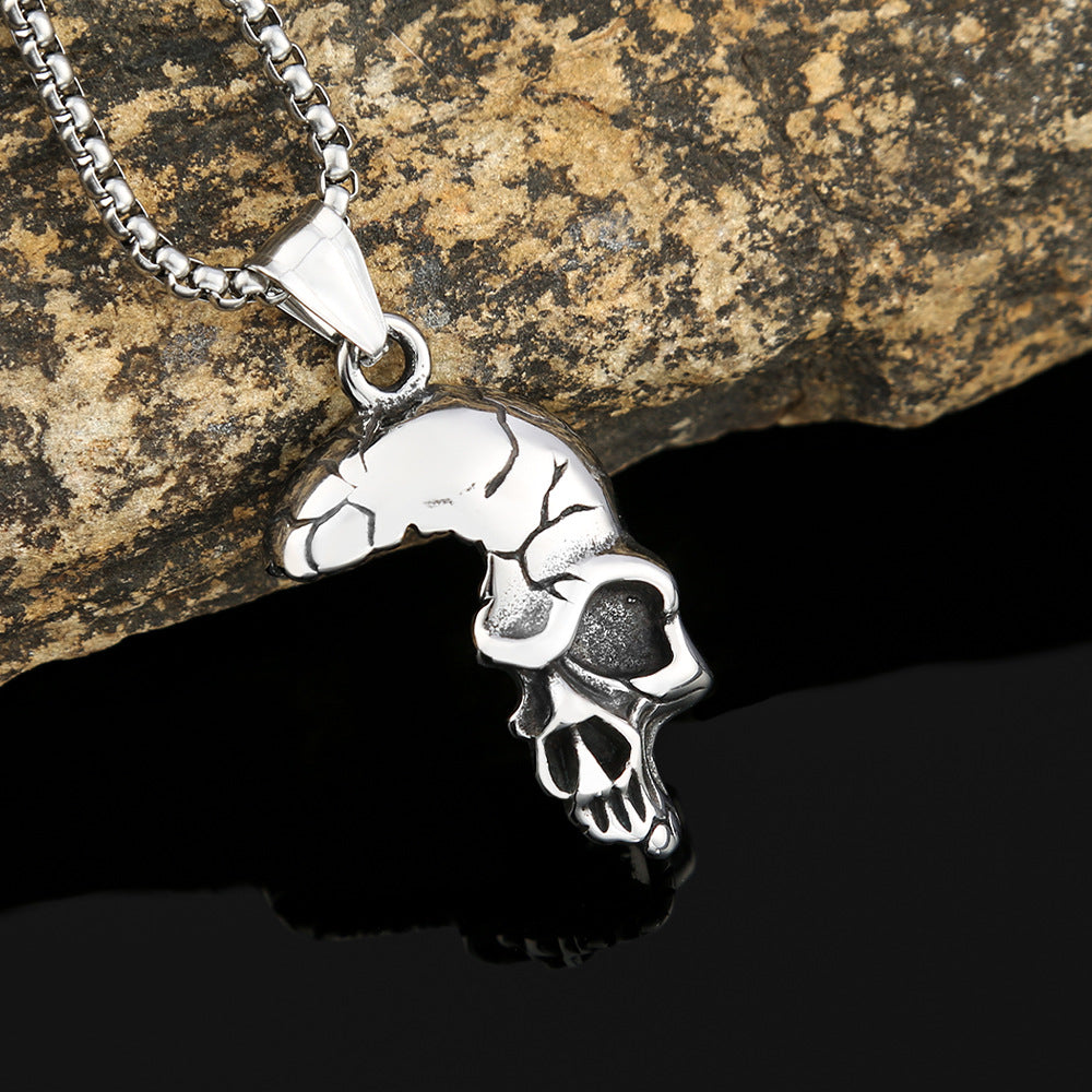 Foreign Trade New Retro Skull Titanium Steel Necklace for Men