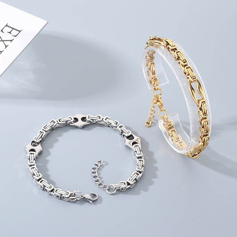 Lip Chain – Byzantine Emperor Chain Layered Pig Nose Titanium Steel Bracelet