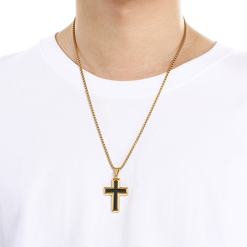 Planderful Stainless Steel Pendant Two Tone Cross Men Retro