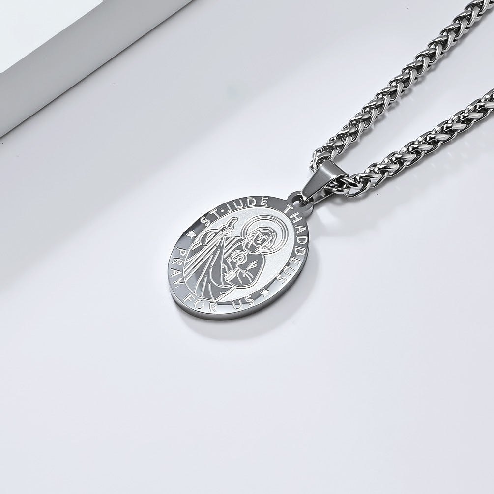 St. Michael the Archangel Titanium Steel Pendant Necklace for Men and Women Holiday Gifts