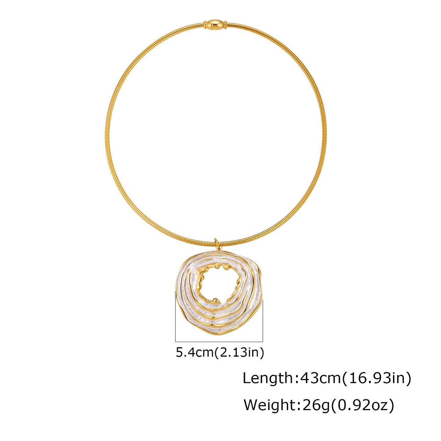 Design Sense Women's Stainless Steel Hollow Round Love Pendant Style Irregular Necklace