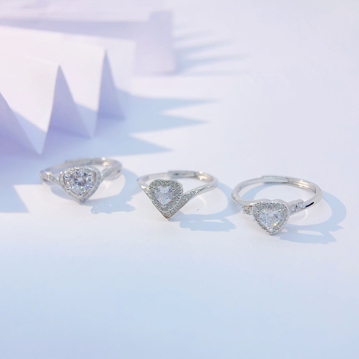 S925 Sterling Silver Zircon Halo Ring — Adjustable