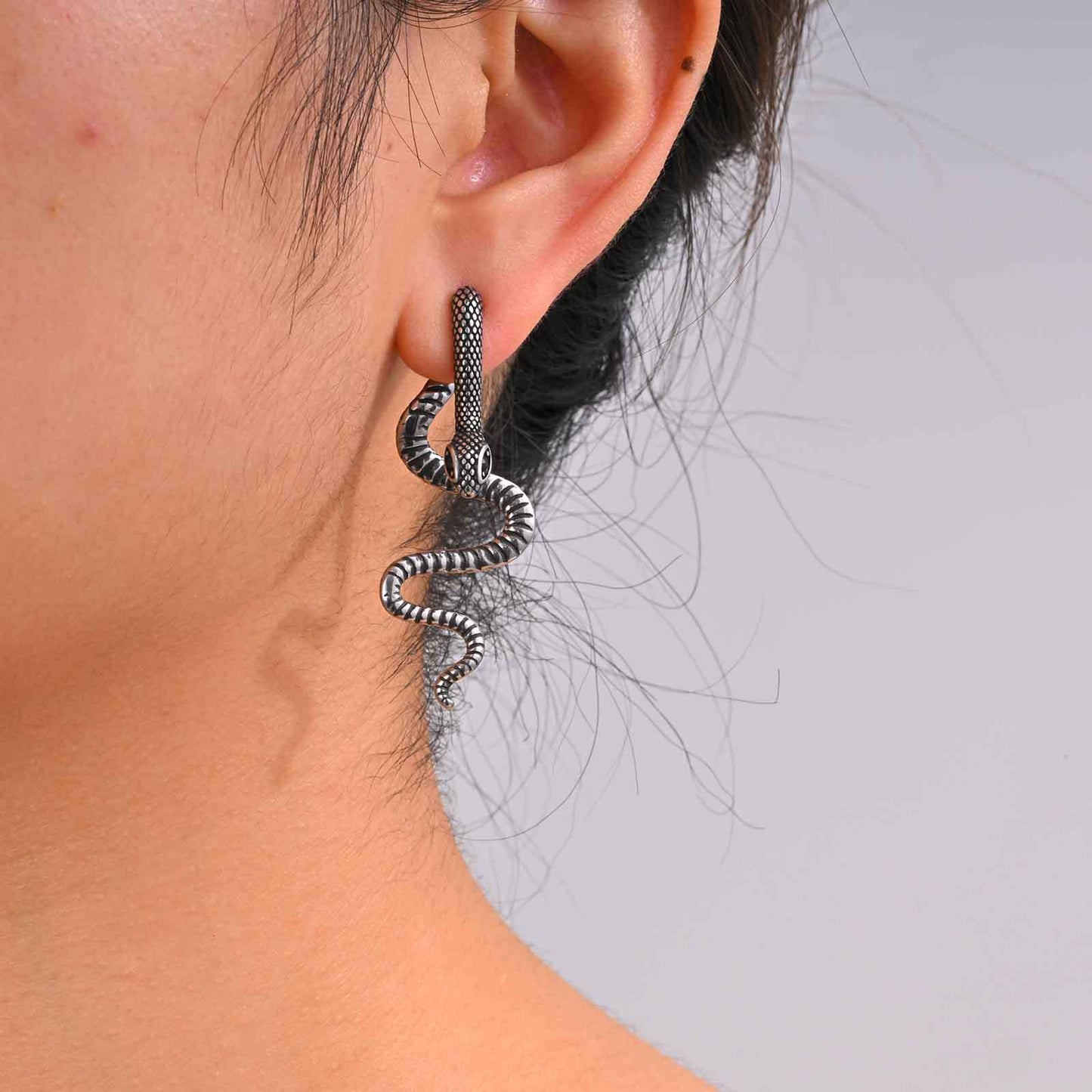 Planderful Ladies Snake Earrings Stainless Colorful Zircon