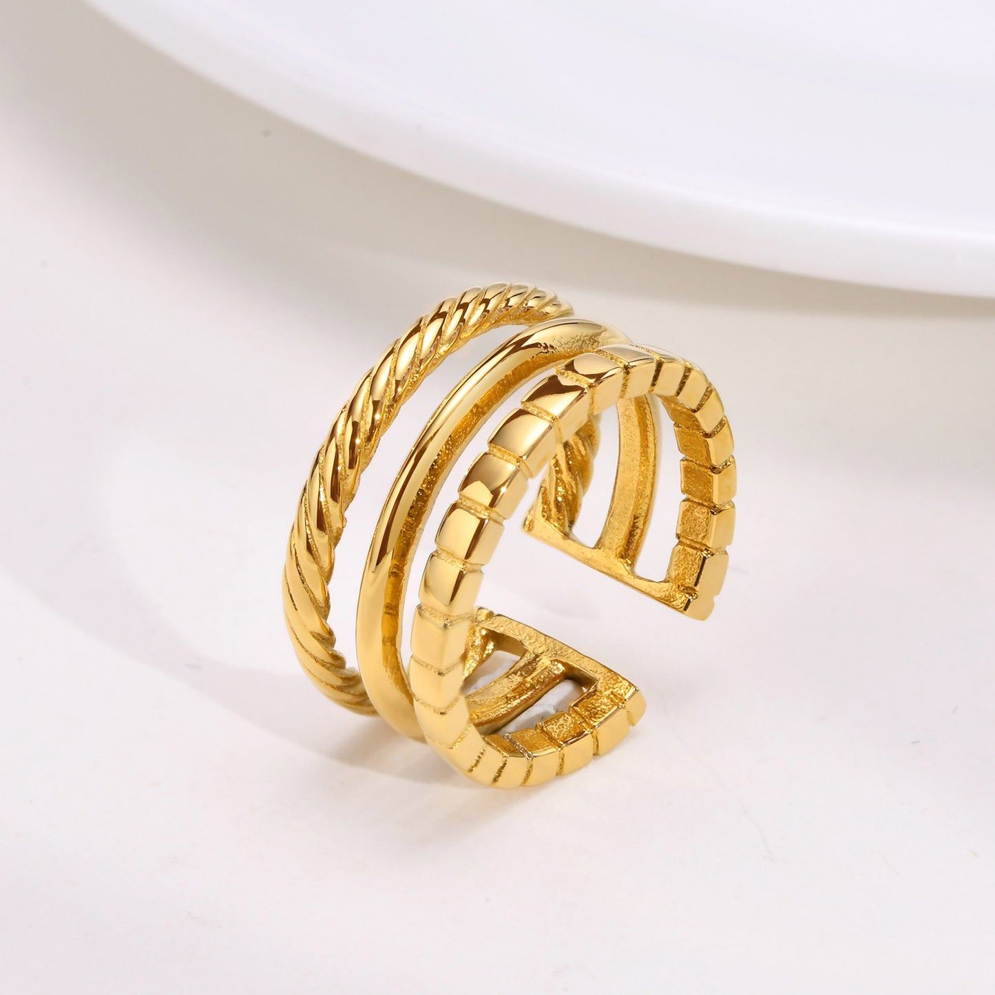 Titanium Steel Geometric Ring Gold Women's Jewelry Open Ring