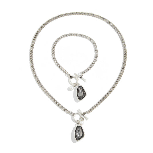 Pearl-Style Teardrop Necklace & Bracelet Set