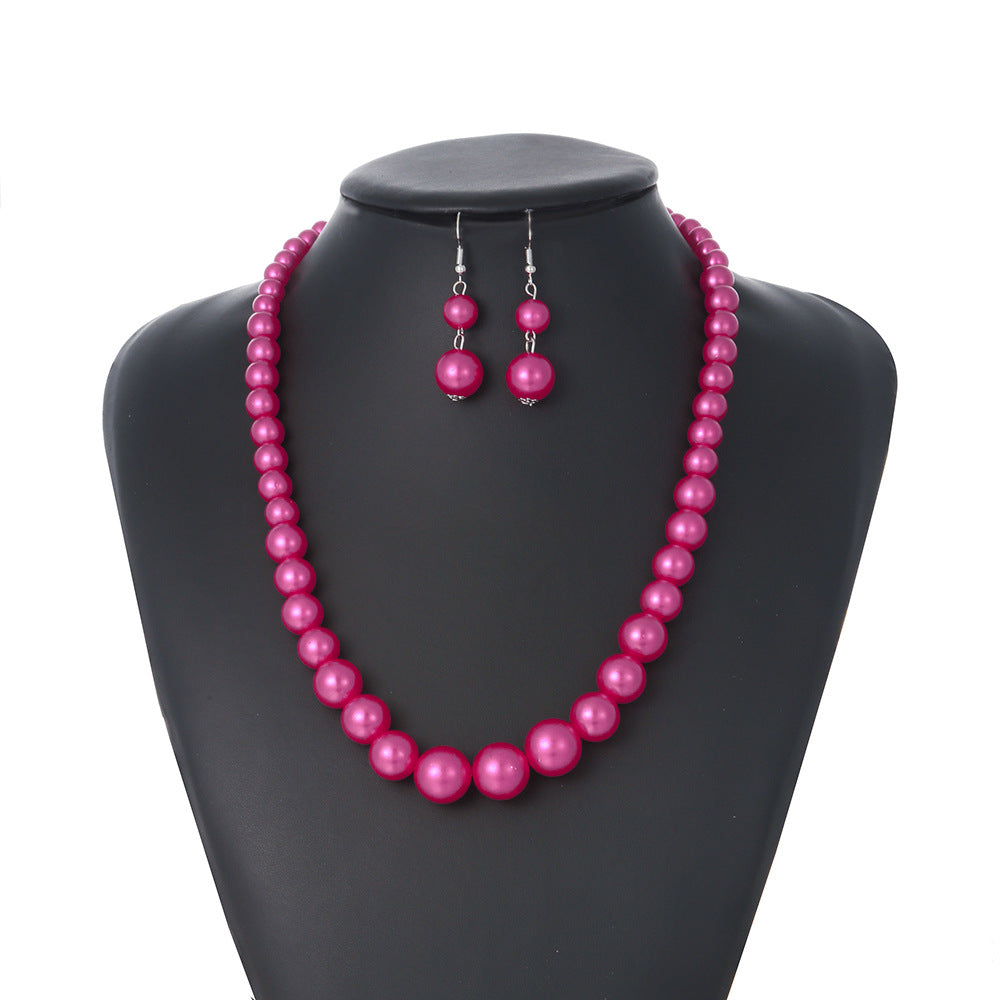 Multi-color Layered Beaded Cross-border Necklace, Exquisite Jewelry in Pearl Imitation