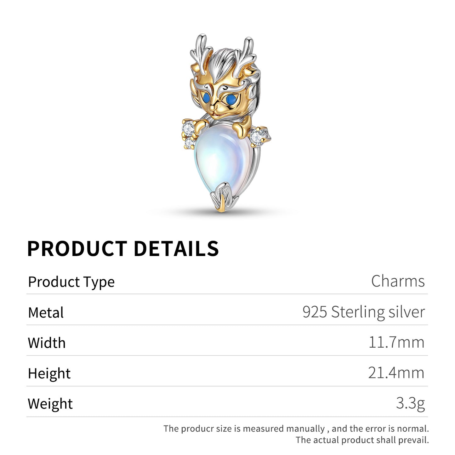 Planderful Jewelry Moonstone Dragon Beaded Bracelet In Sterling Silver With 14K Gold Inlays For Elegant Everyday Wear