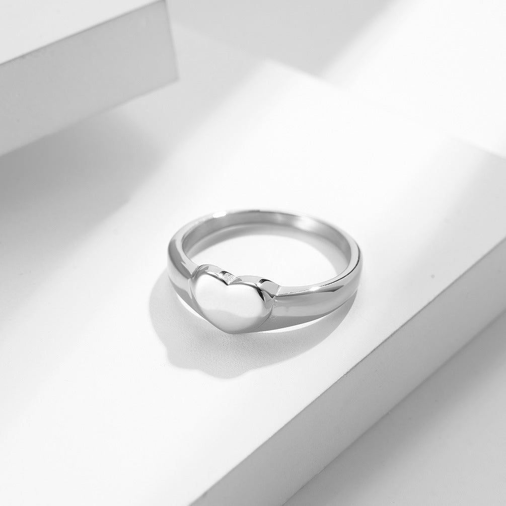 Planderful Heart Shaped Ring For Women Gold Plated Titanium Steel Durable Everyday Jewelry