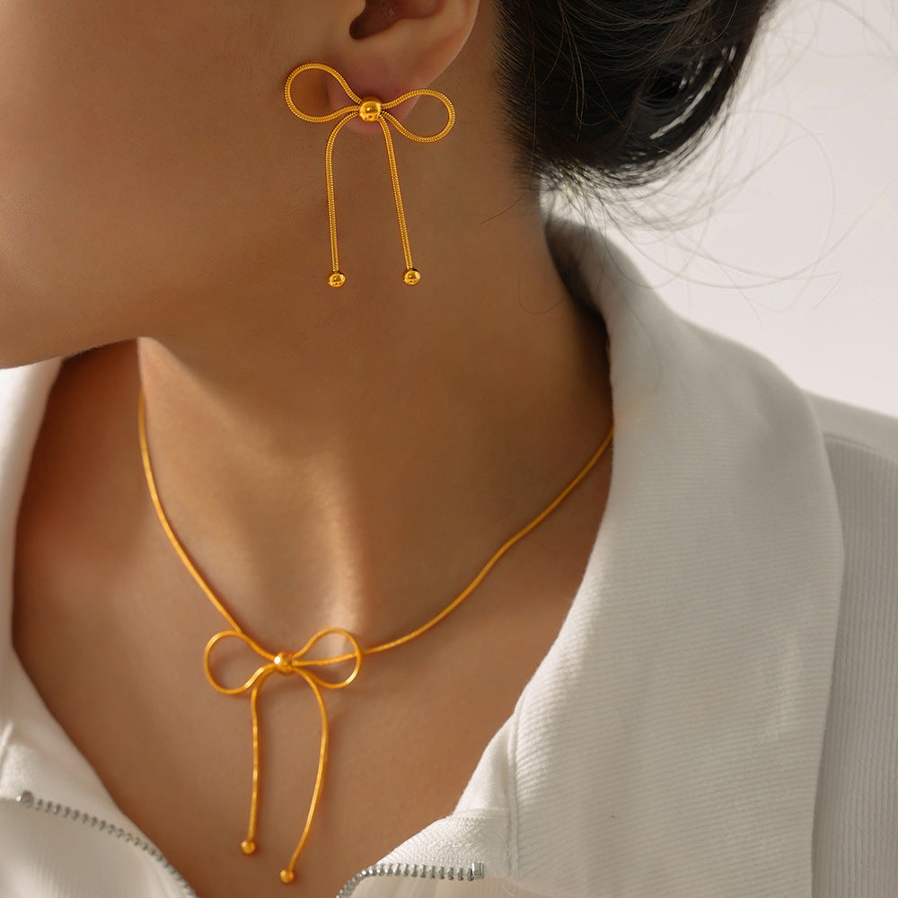 Butterfly Dream Titanium Steel Gold-plated Jewelry Set for Internet Celebrities