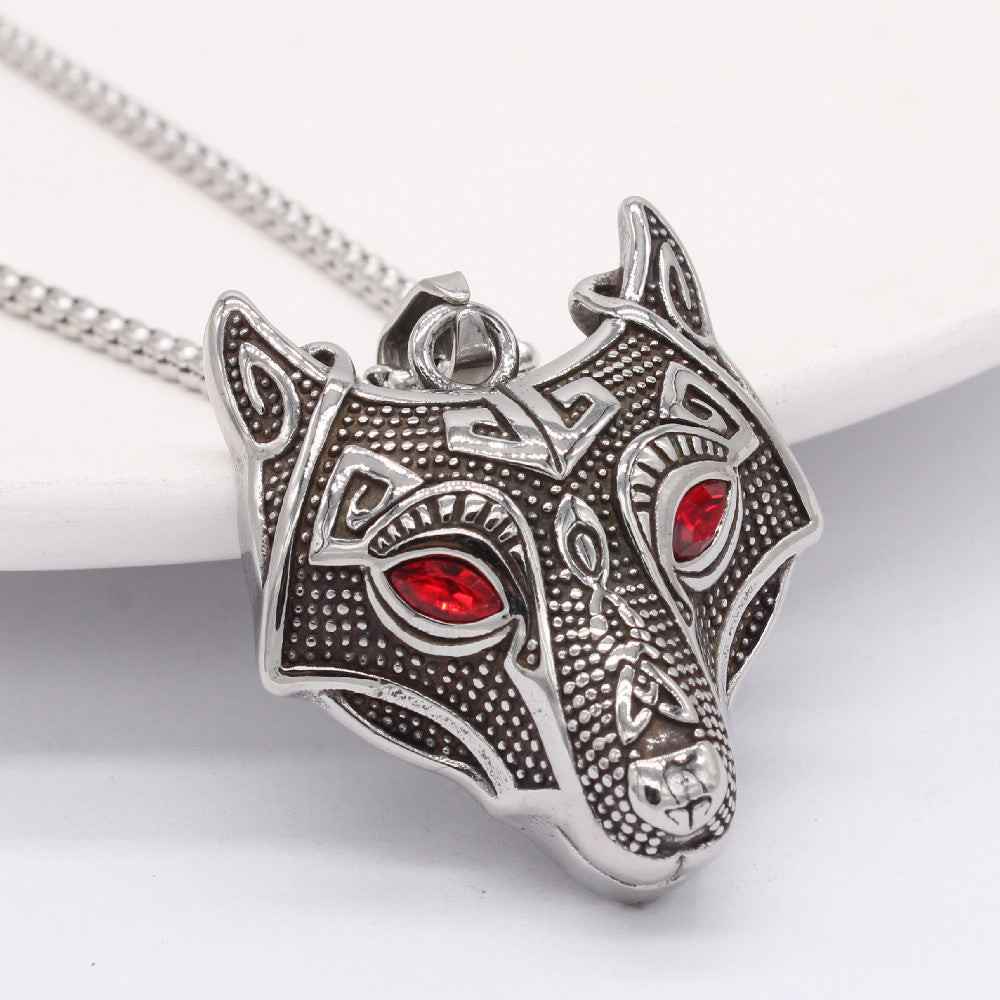 Planderful Nordic Viking Direwolf Pendant Necklace Titanium Steel Unisex Protective Statement Jewelry For Men And Women