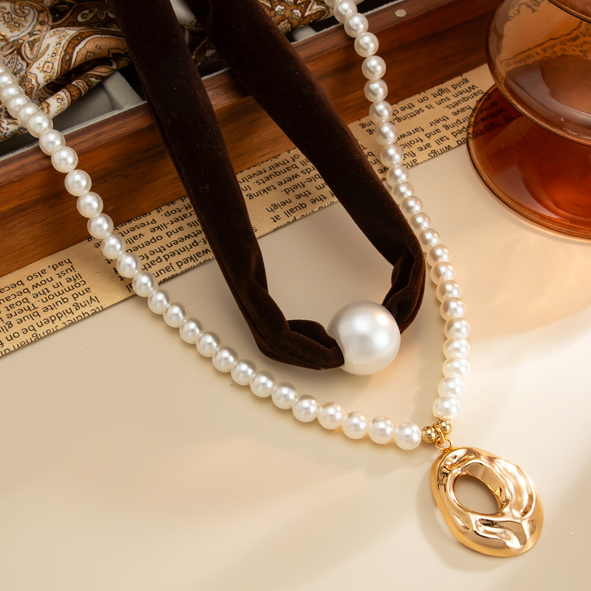 Maillard Pearl-Style Liquid Ring Necklace