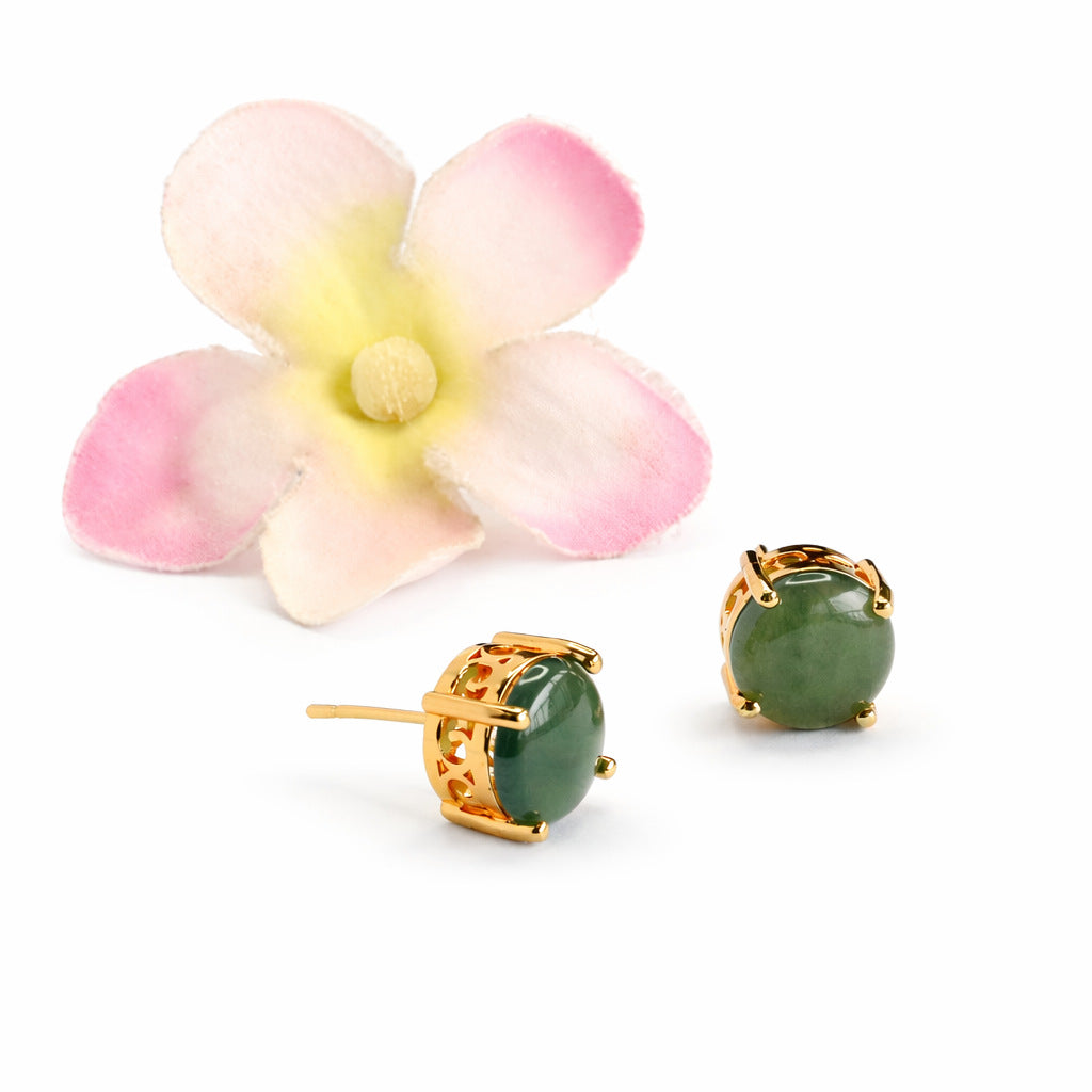Blue-Water Jadeite Stud Earrings
