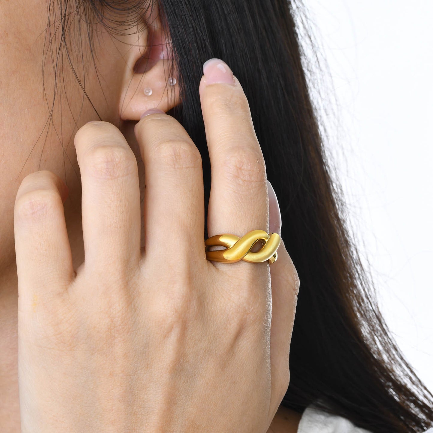 Ladies Index Finger Fashion Trend Ring Gold Twist Open Ring