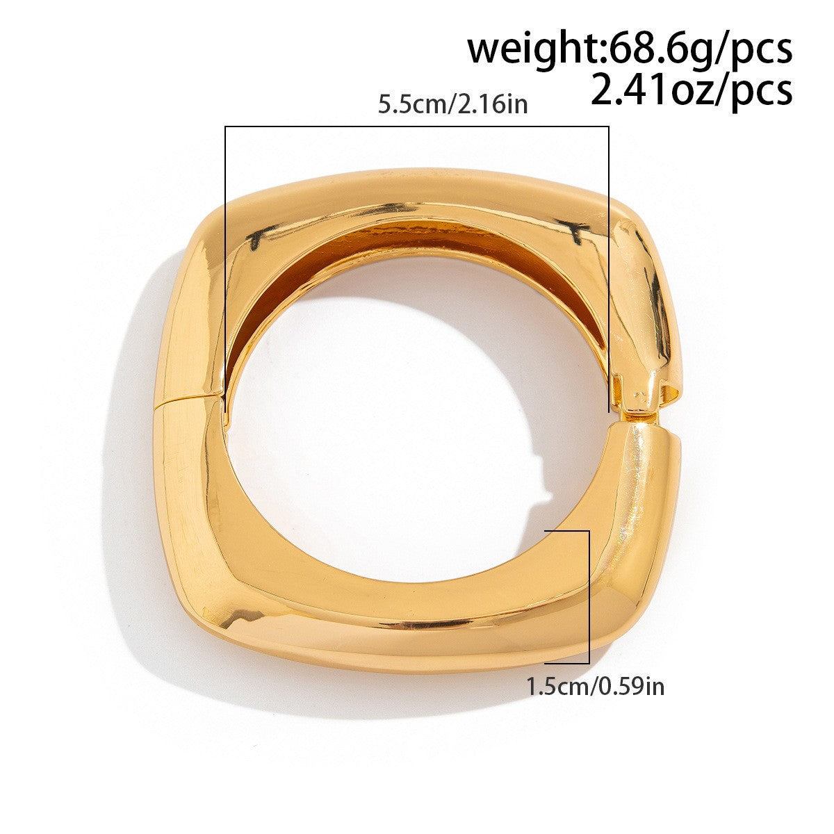 Planderful Vienna Verve Metal Dopamine Wide C Shaped Bracelet Glossy Finish Statement For Women