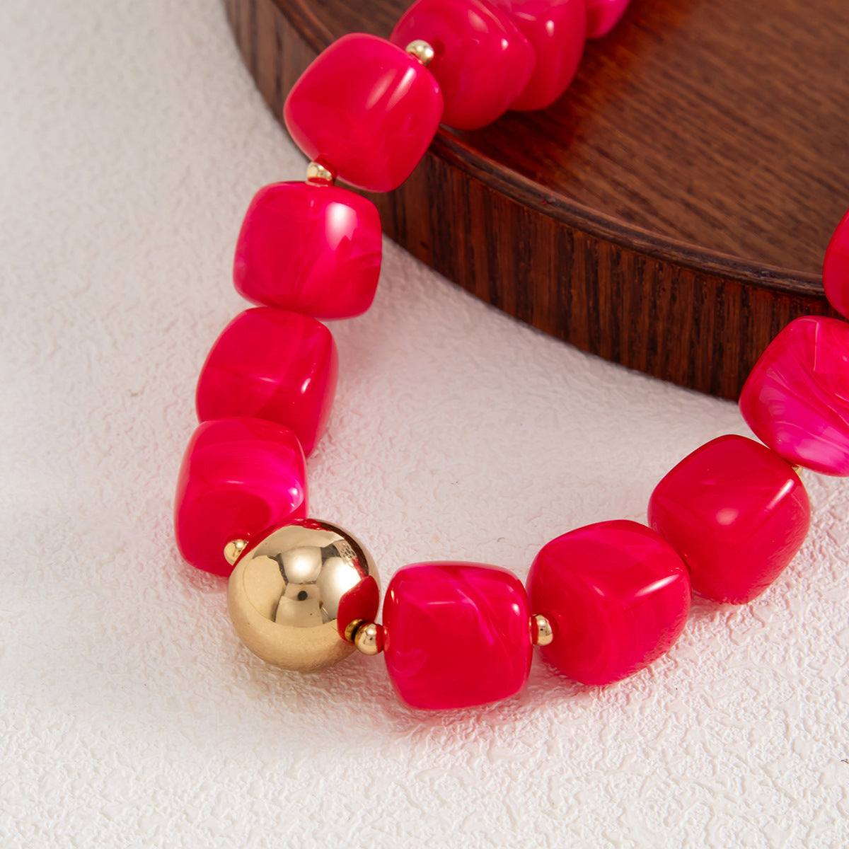 Design Color Resin Beaded Necklace Holiday Style Smudged Multi-Color Collarbone Necklace