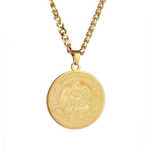 Planderful Muse Coin Pendant Necklace Unisex Durable Steel