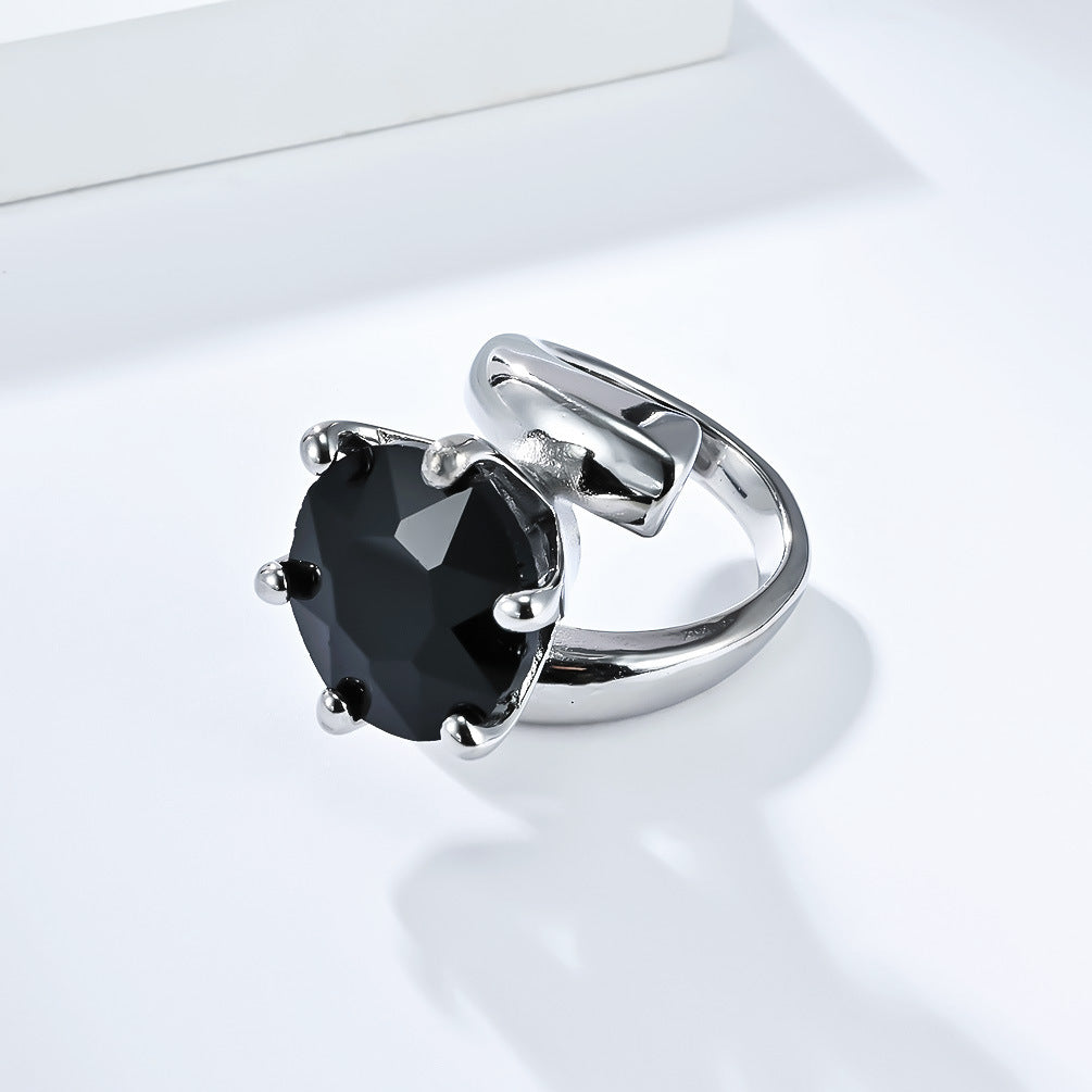 Planderful Zircon Ring For Women Gold Plated Titanium Steel Exaggerated Luxury Temperament