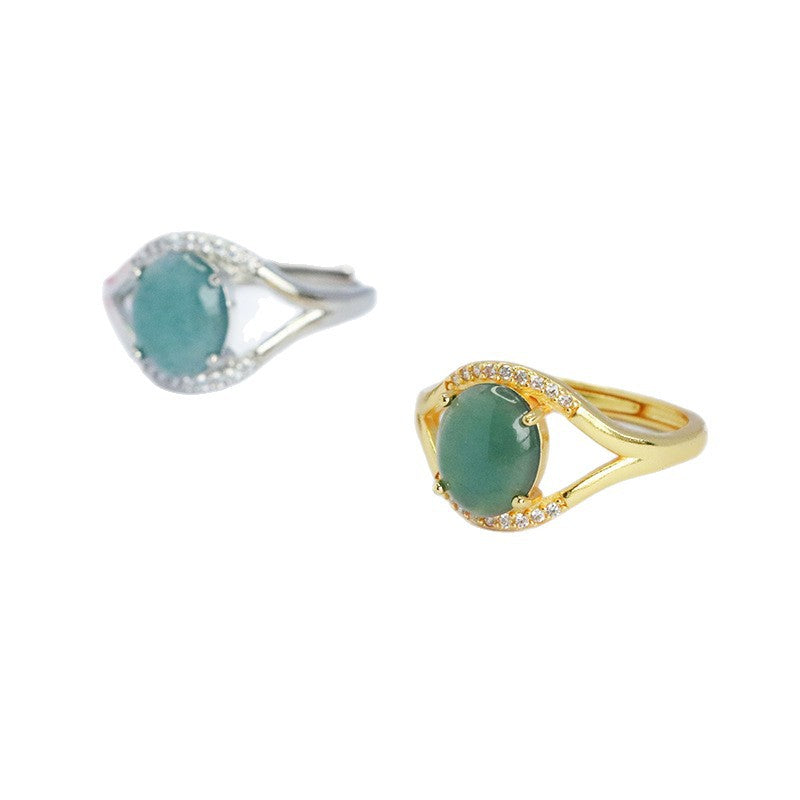 Blue-Water Jadeite Angel Eye Ring