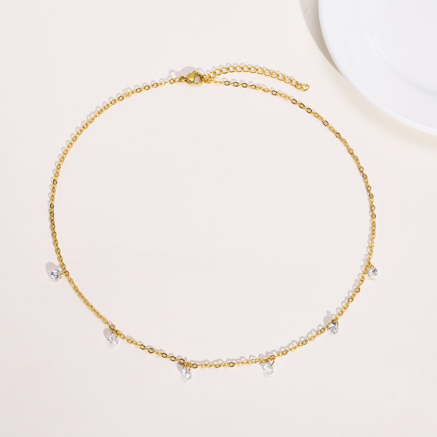 Ladies Titanium Steel Necklace with Stainless White Zircon