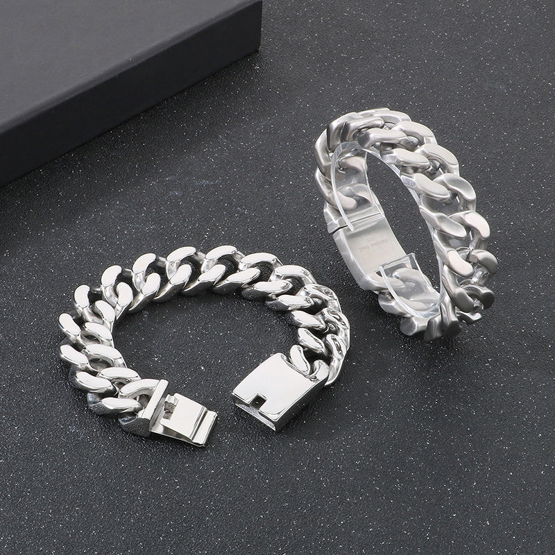 Planderful Punk Cuban Chain Bracelet Unisex Titanium Steel