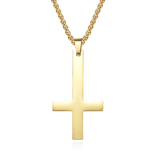 Planderful Reverse Cross Necklace Saint Peter Pope Pendant Titanium Steel Jewelry For Men And Women