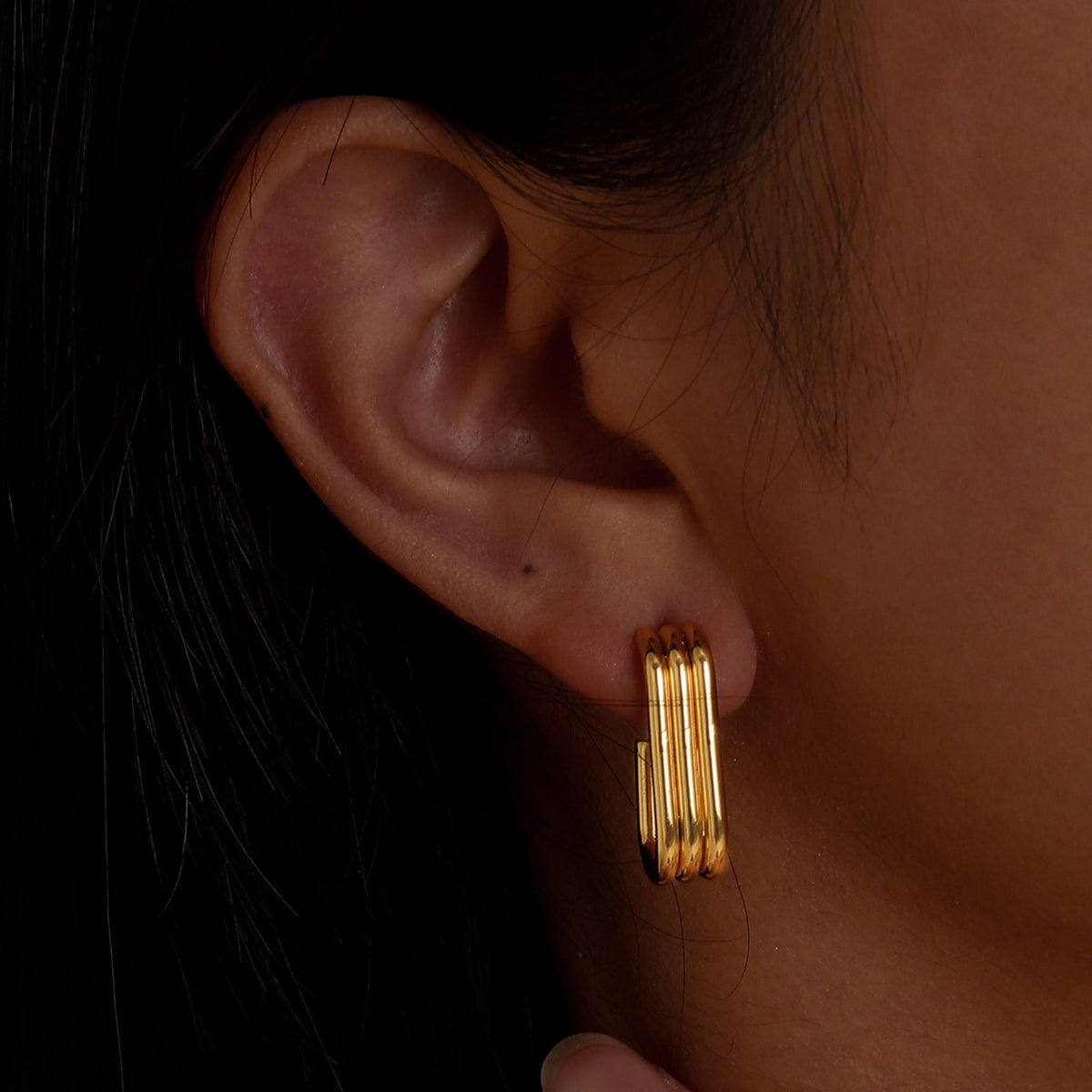 Modern Gold-Tone Stainless Steel Earrings