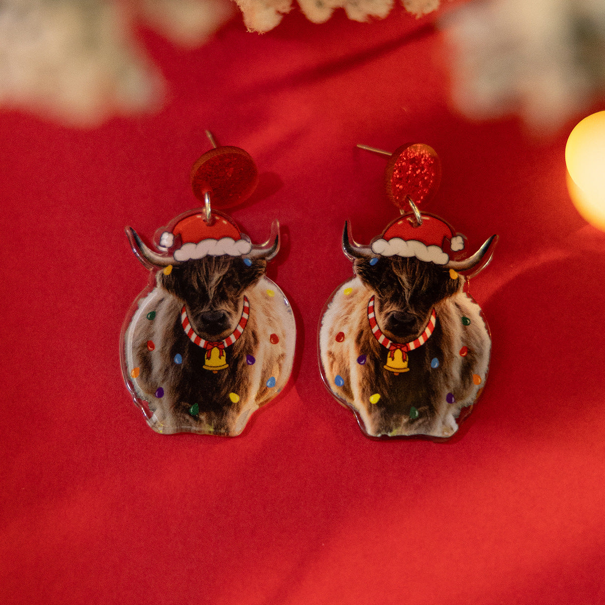 Planderful Vienna Verve Christmas Earrings Fringed Pendant For Women Elk Tree Design Statement