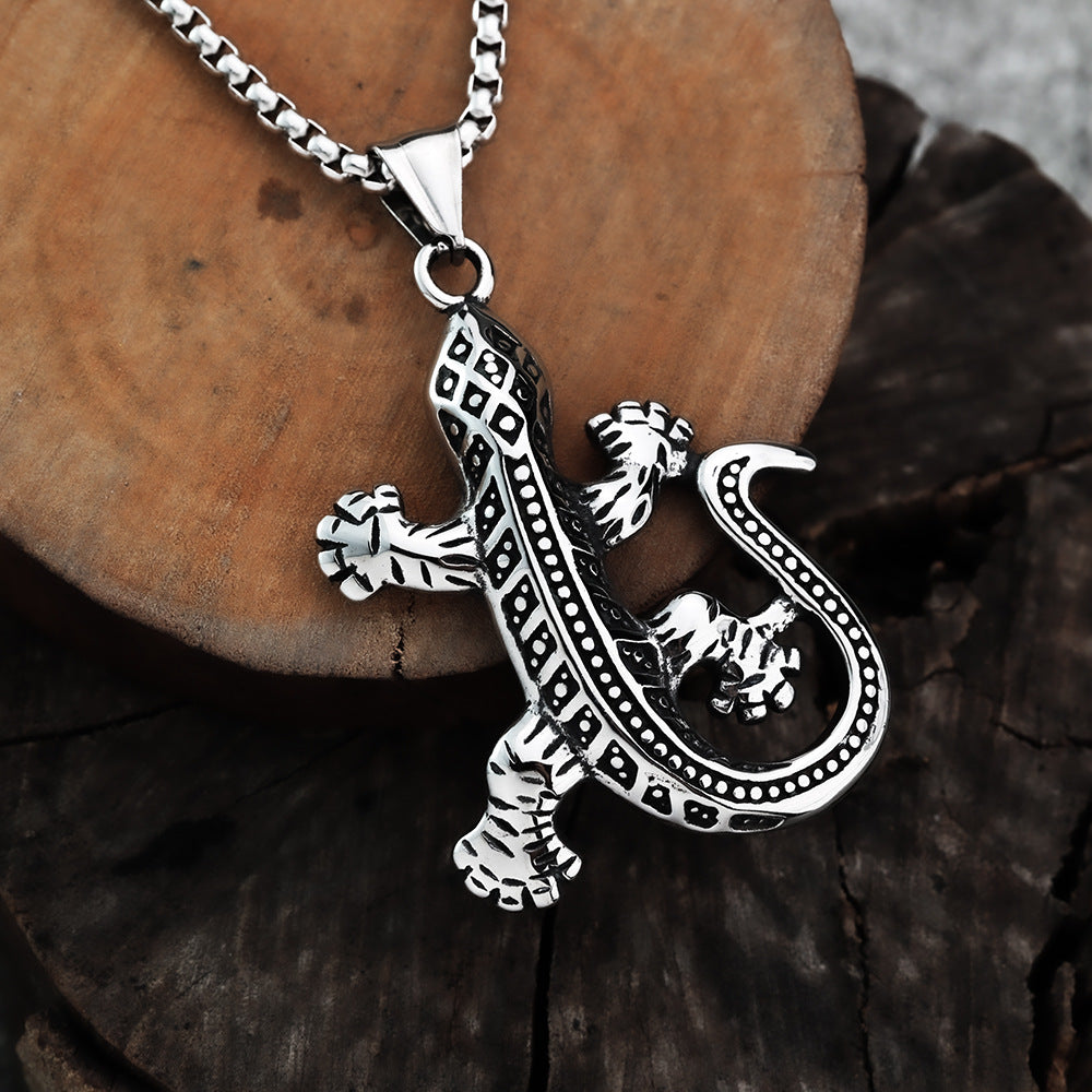 European and American Jewelry Titanium Steel Gecko Pendant for Men
