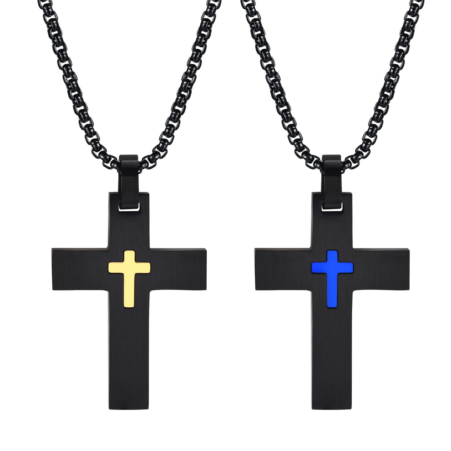 Stainless Steel Cross Small Cross Pendant Necklace Men's Black Wholesale