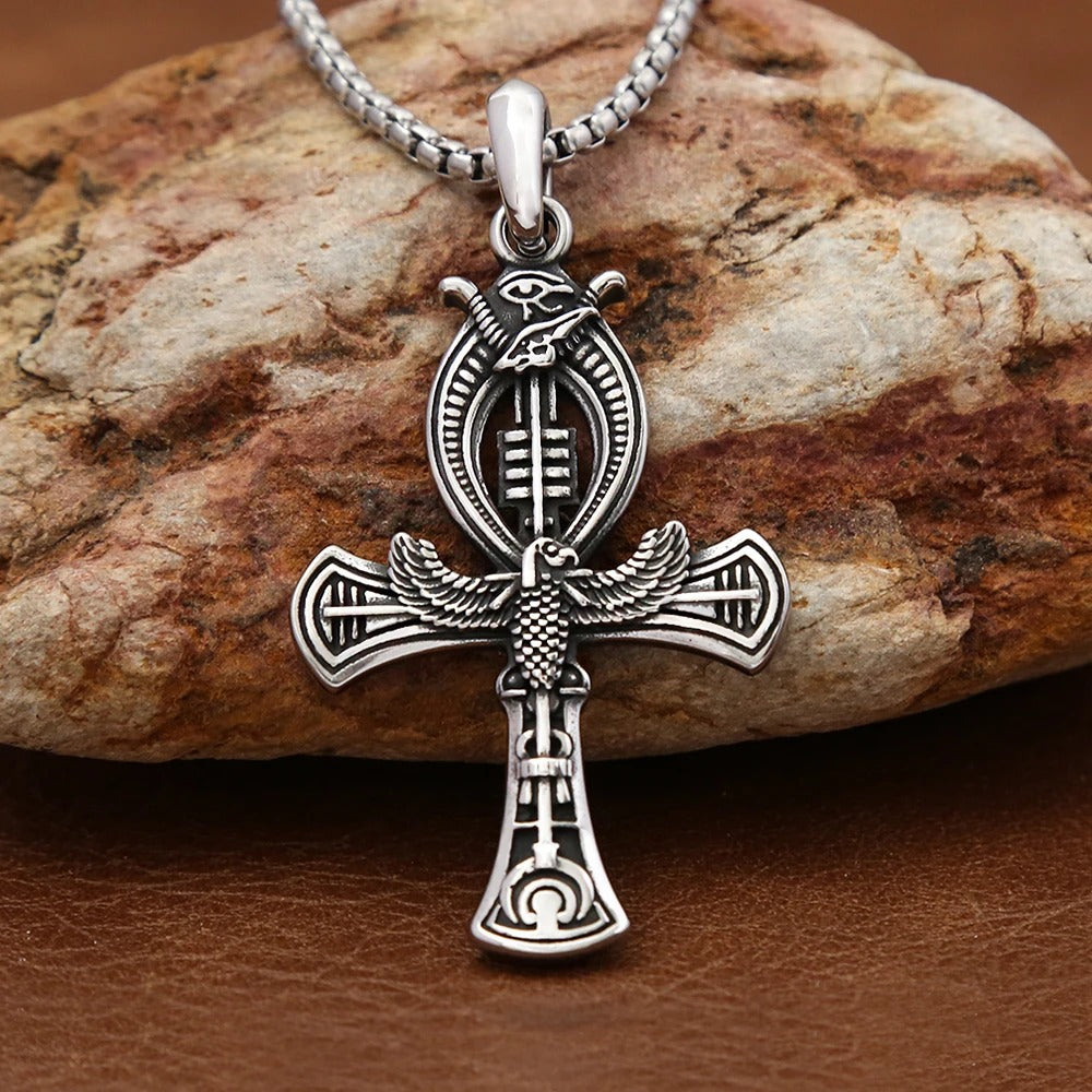 Eye of Horus Cross Stainless Steel Men's Pendant Necklace